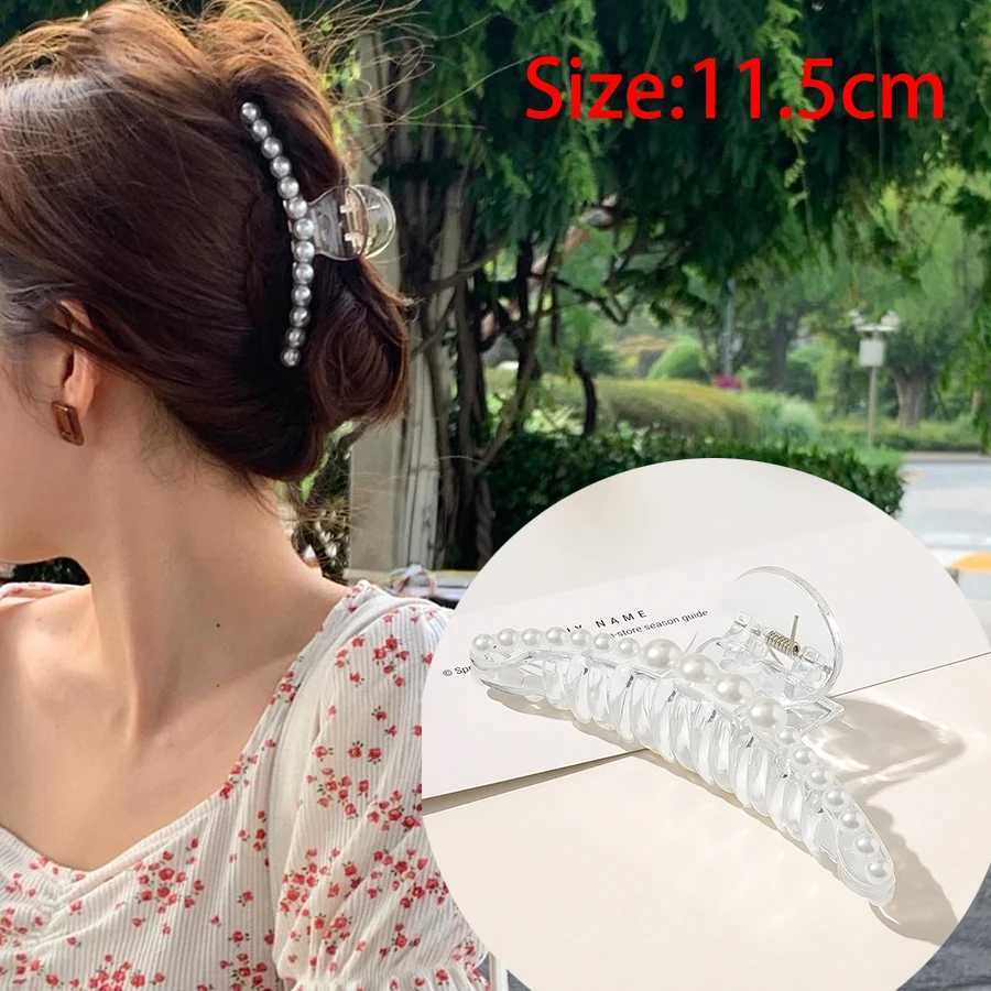 Korean Acrylic Hair Claws Pearl Claw Clips For Woman Large Size Barrette Crab For Girl Shark Clip Fashion Hair Accessories H260326