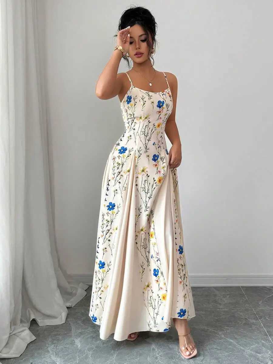 EleGant Floral Print SLeeveless Maxi Dress for Spring Summer M260326