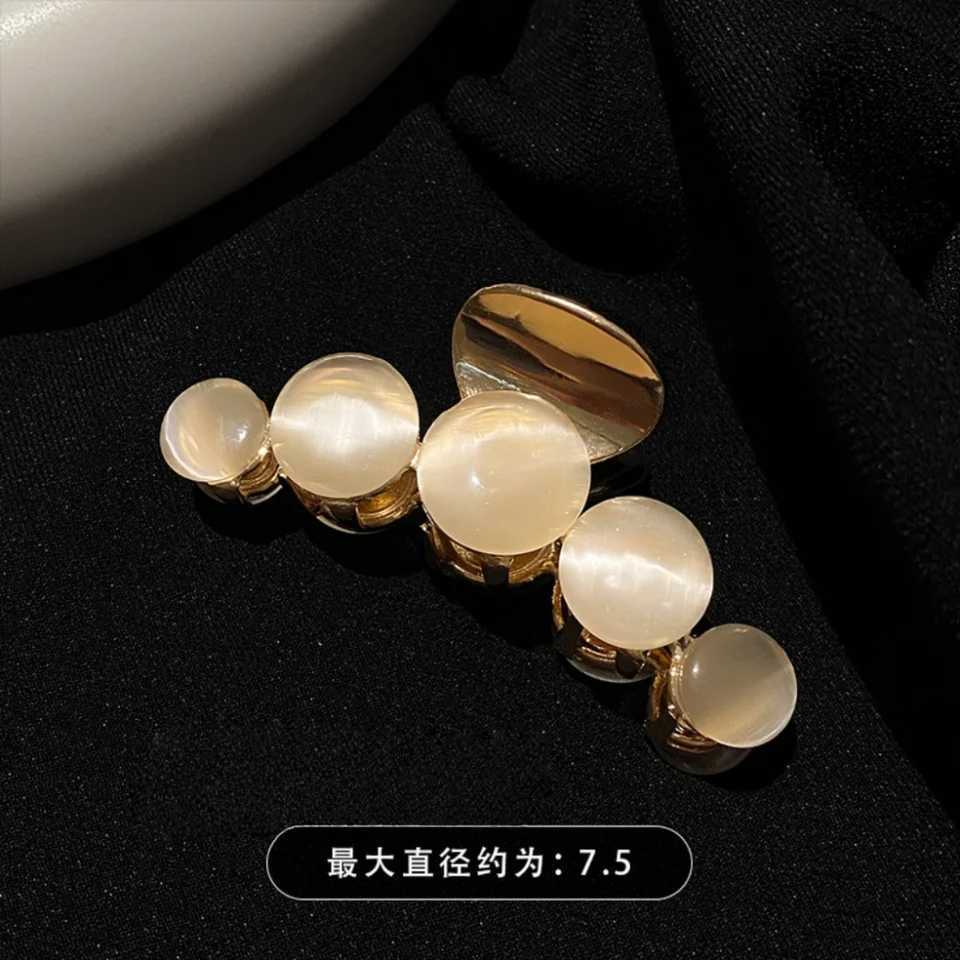 Metal Pearl Hair Clip Pins For Women Elegant Opal Stone Hair Claw Geometric Hollow Hairpins Vintage Barrette Hair Accessories H260326