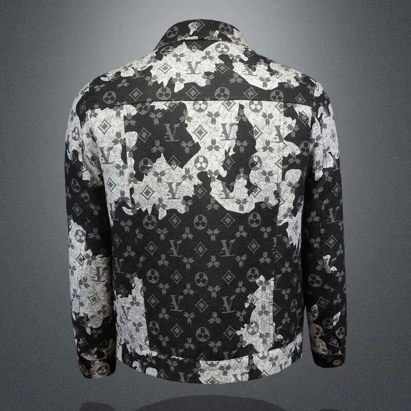Men's Spring Autumn Denim Ins Middle-Aged And Young Casual Jacquard Jacket European Station Men's Trendy Top