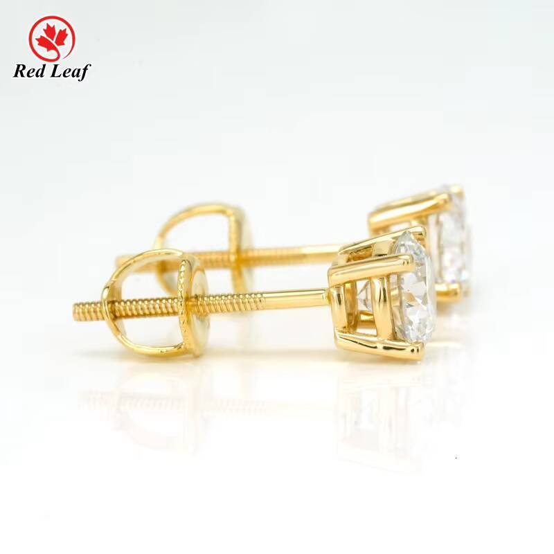 Redleaf 10k 14k 18k Yellow Gold Lab Diamond Earrings Round 05CT 1CT 2CT IGI Reports VVS VS Diamond Earrings