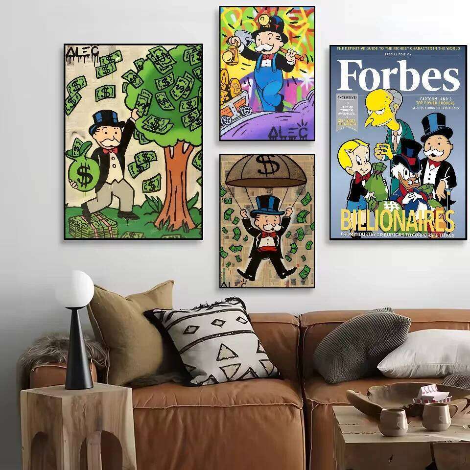 Monopoly Millionaire Money Canvas Decorative Poster HD Art Sticky Wall Waterproof Home Living Room Bedroom Aesthetic Decoration 26L0326
