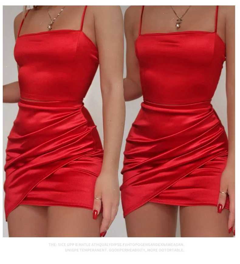 European and American 2024 Summer New Hot Selling Hanging Strap Pleated Solid Color Short Skirt Dresses for Women M260326