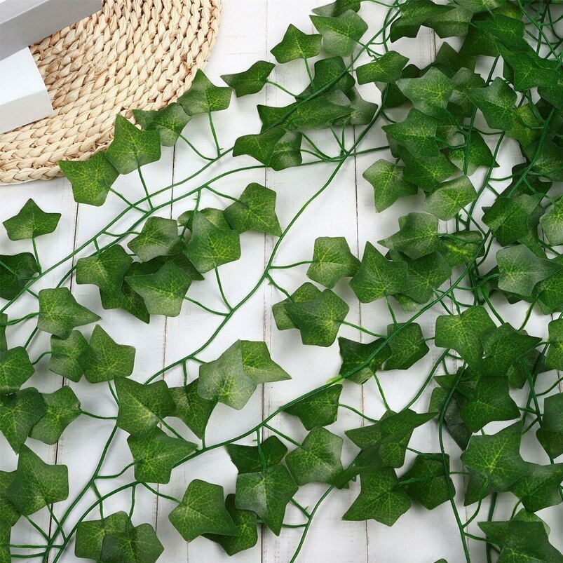 Cross-Border Hot Selling Artificial Rattan Leaves Decoration Green Radish Climbing Grape Leaf Ceiling Plant Flower Vine
