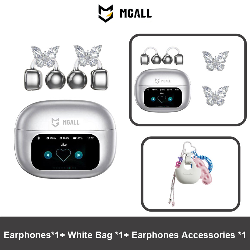 MGALL HY-C02 LED Power Display Earphones Wireless Bluetooth Headphones Mic Noise Cancellation Stereo Sound Earphones