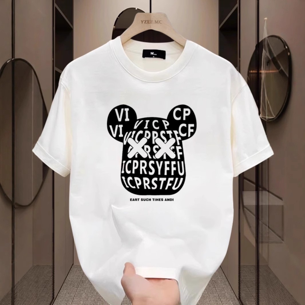 Men's Summer Heavyweight Cotton T-Shirts | Streetwear Creative Cartoon Graphic Comfortable Versatile Crew Neck Tops