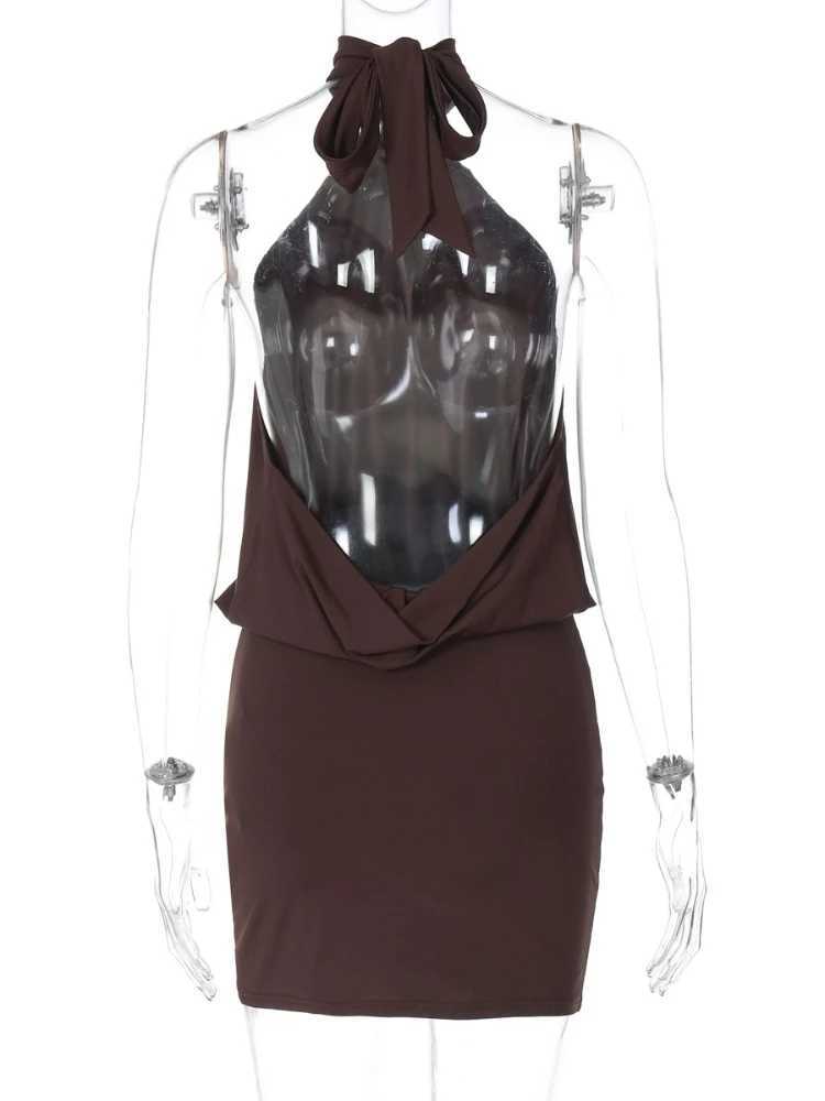 Sexy Off Shoulder Halter Neck Slim Bodycon Dress Women Sleeveless Solid Color Skinny Evening Mini Dress Club Party Vestidos M260326