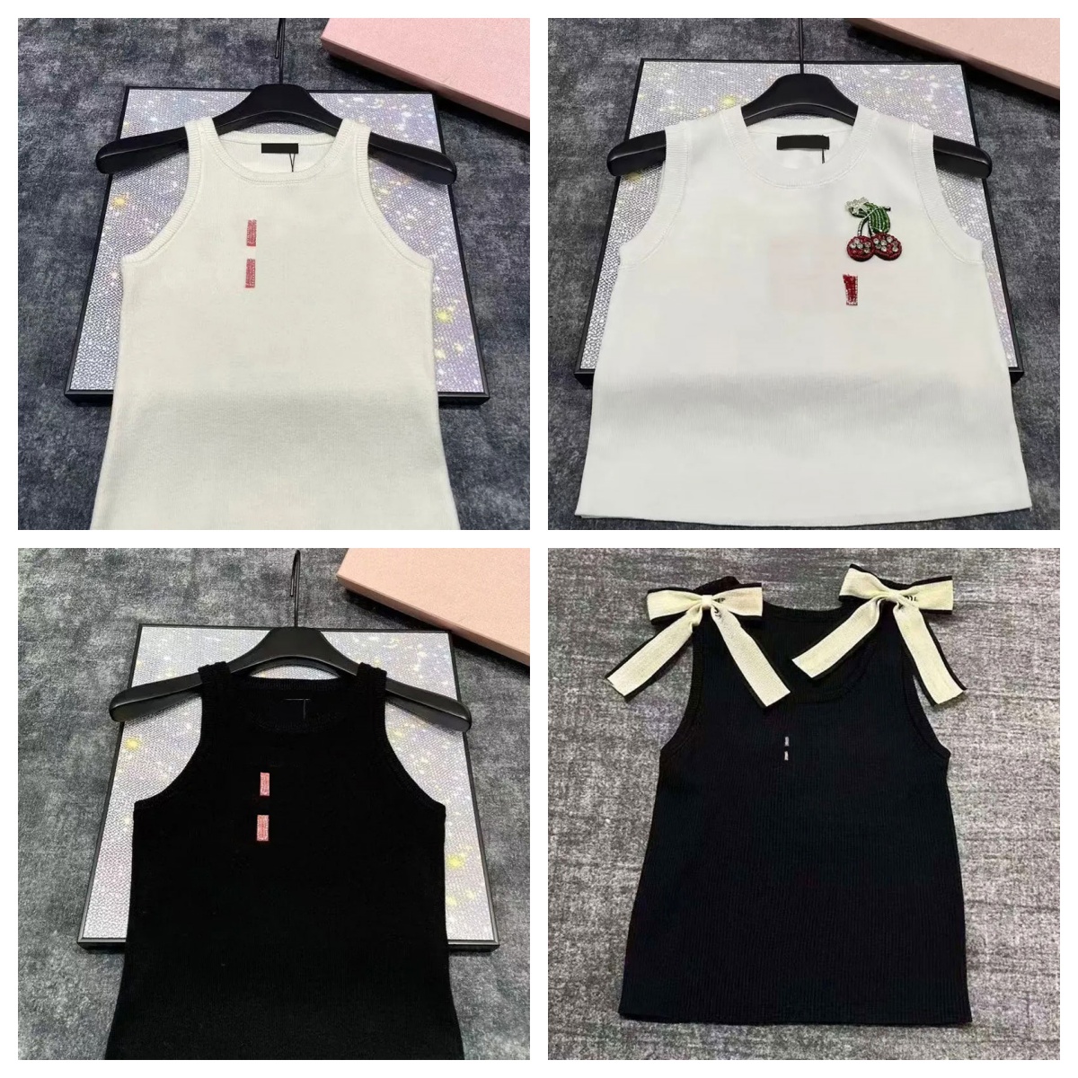 Womens Tops Womens Designer Tank Tops Striped U-Shaped Knitted Striped Vest Tanks Camis Luxury T-Shirts Sleeveless Letters Printed Vests M