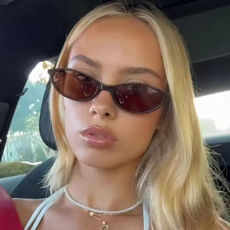 New Retro Oval Frame Sunglasses Fashion Personalized Trendy Small Frame Sunglasses Punk Cat Eyes Sunshade Sun Protection Glasses D260326