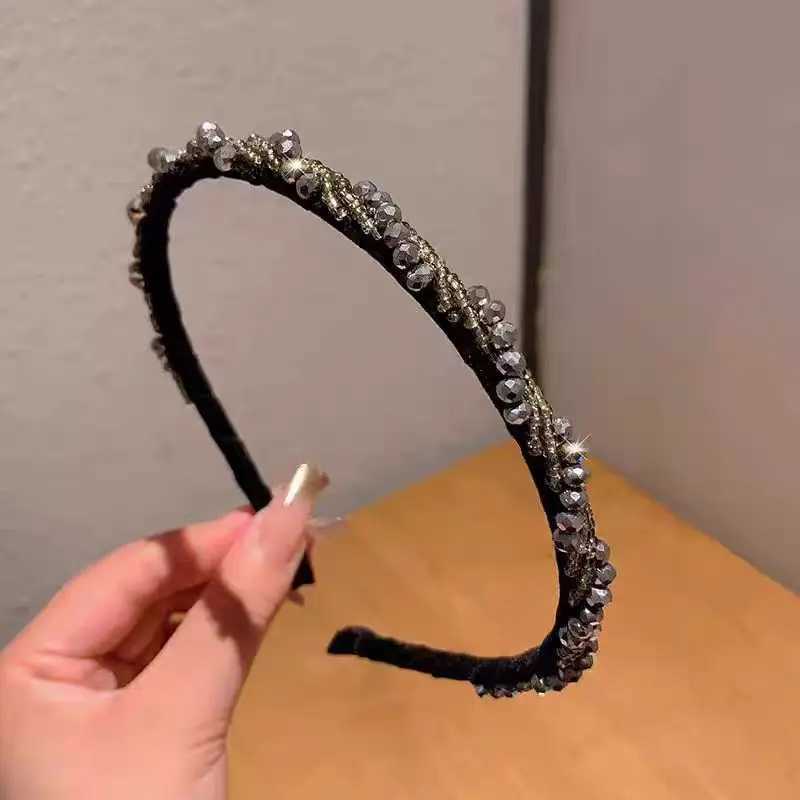 New Black Hairpin for Women Korean Style Bright Diamond Wrapped Crystal Headband Fashionable and High-End Headband Accessories D2603261