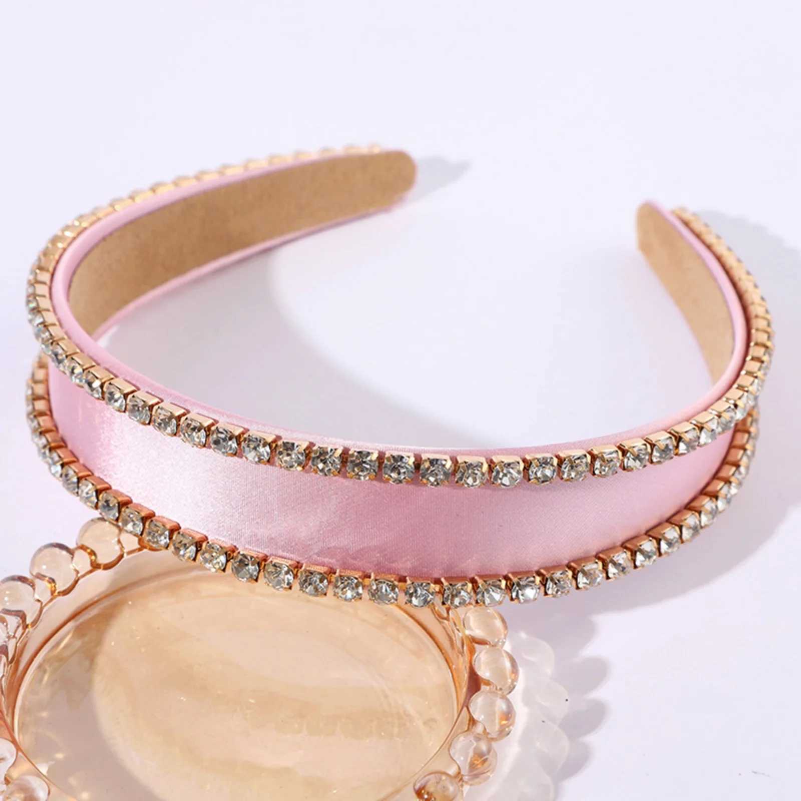 1 PC Exquisite Rhinestone Velvet Wide-brimmed Headband Luxury Elegant High-end Hair Accessory for Women Volumizing Hair Hoop D260326