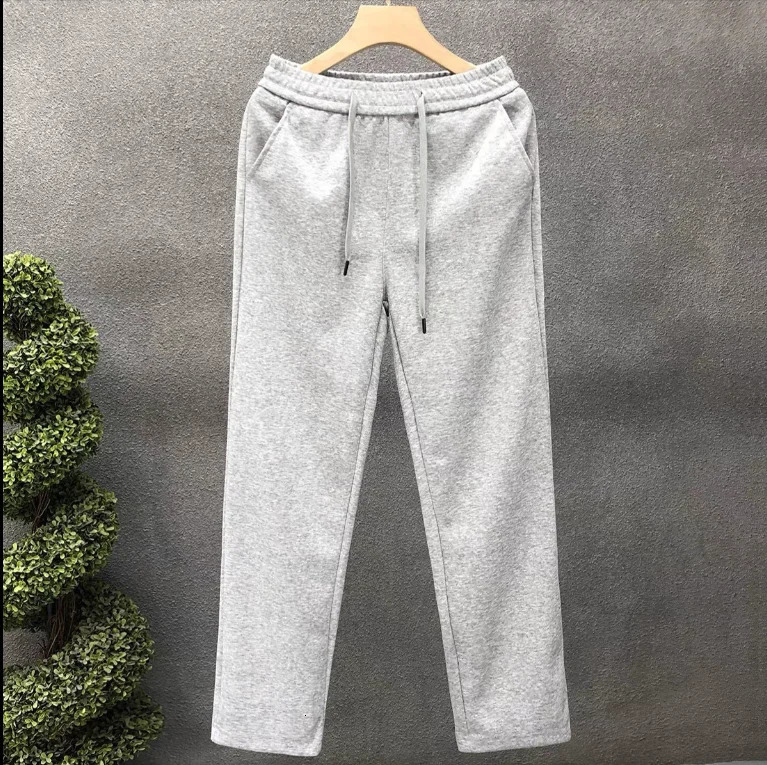 Cotton Gray Straight Leg Sweatpants Mens Womens Trendy Thick Sports and Leisure Pants Spring and Autumn Versatile Pants 260325