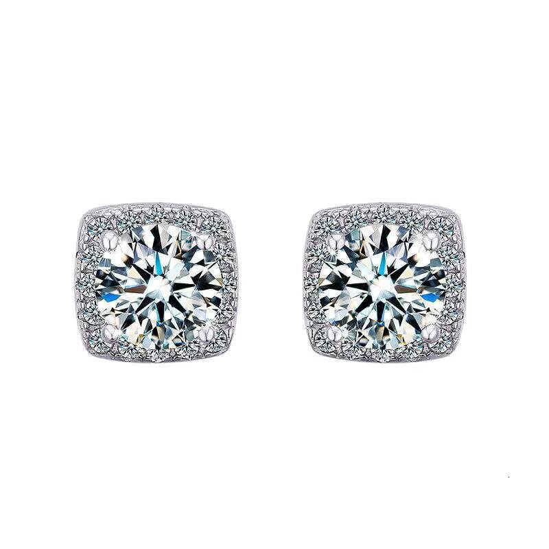 Factory Wholesale Lab Grown Diamond Womens Jewelry 18K Gold Plated S925 Sterling Silver Brilliant Cut Hip Hop Style Earrings