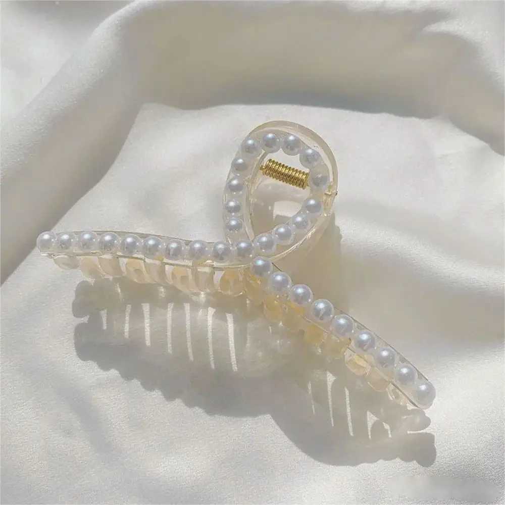 YS00168/---4pcs Large Shark Clip Hair Accessories Temperament Versatile Simple And Generous Fashionable Gentle Pearl Grab Clip H260326