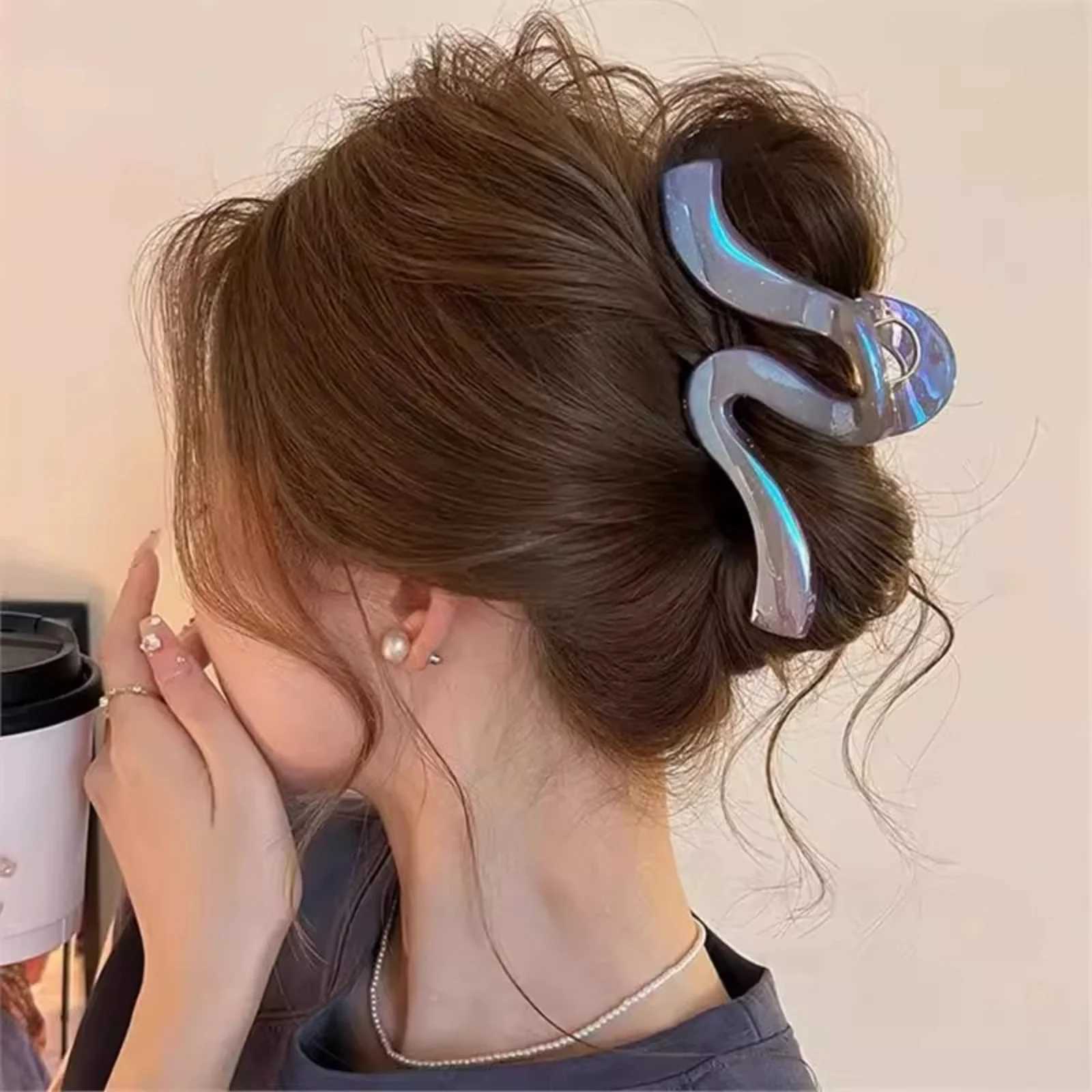 1pc new high-end pearl wave clip shark clip large hair clip back of head hair clip hair accessory H260326