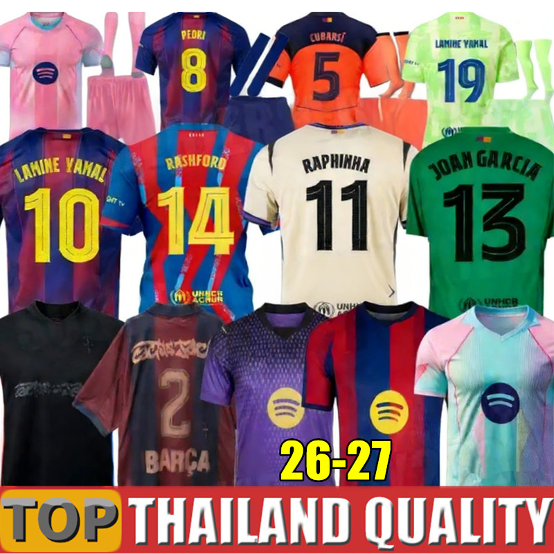25 26 27 LAMINE YAMAL Lewandowski Barcelona Soccer Jerseys Raphinha FERRAN 2025 2026 Football Shirt F. DE JONG Men Women Kids Cactus Jack 2025 Rashford Joan Garcia