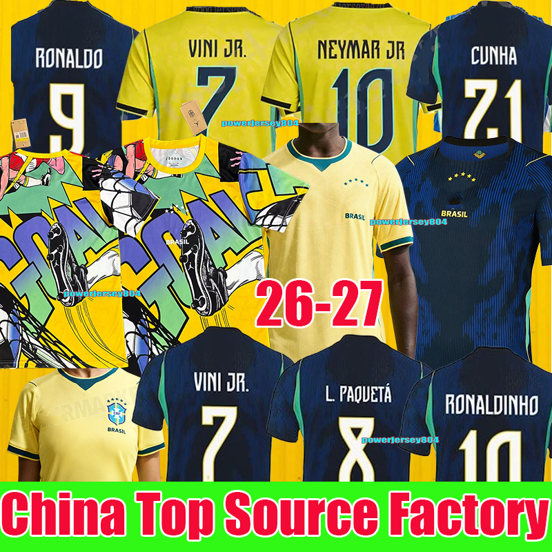 Brazil 2026 World Cup BRAZILS soccer jerseys Camiseta de futbol PAQUETA RAPHINHA football shirt maillots VINI JR 2026 brasil RICHARLISON men kids NEYMAR JR Uniforms