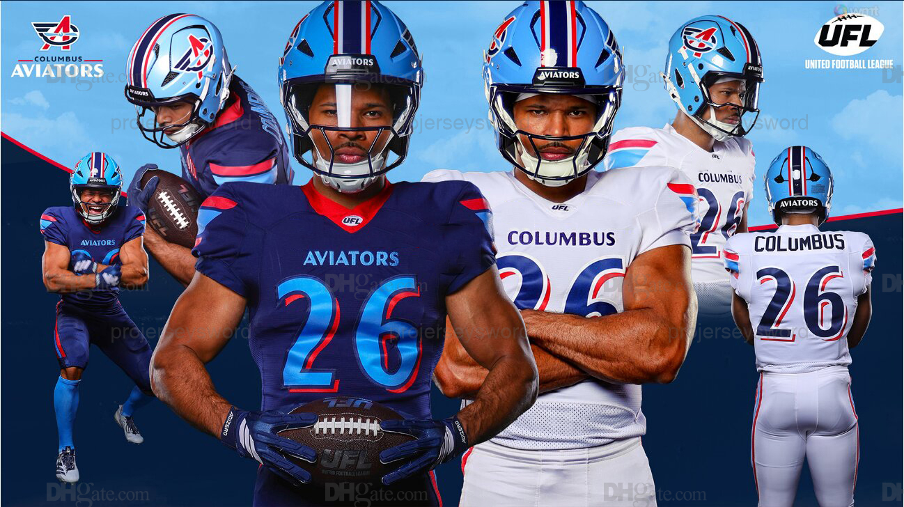 Columbus Aviators UFL Jersey Marcus Barnes Xavier Benson Henry Black Cohl Cabral Keke Chism Noah Dawkins Akeem Dent Matt Farniok Chuck Filiaga Jalan McClendon