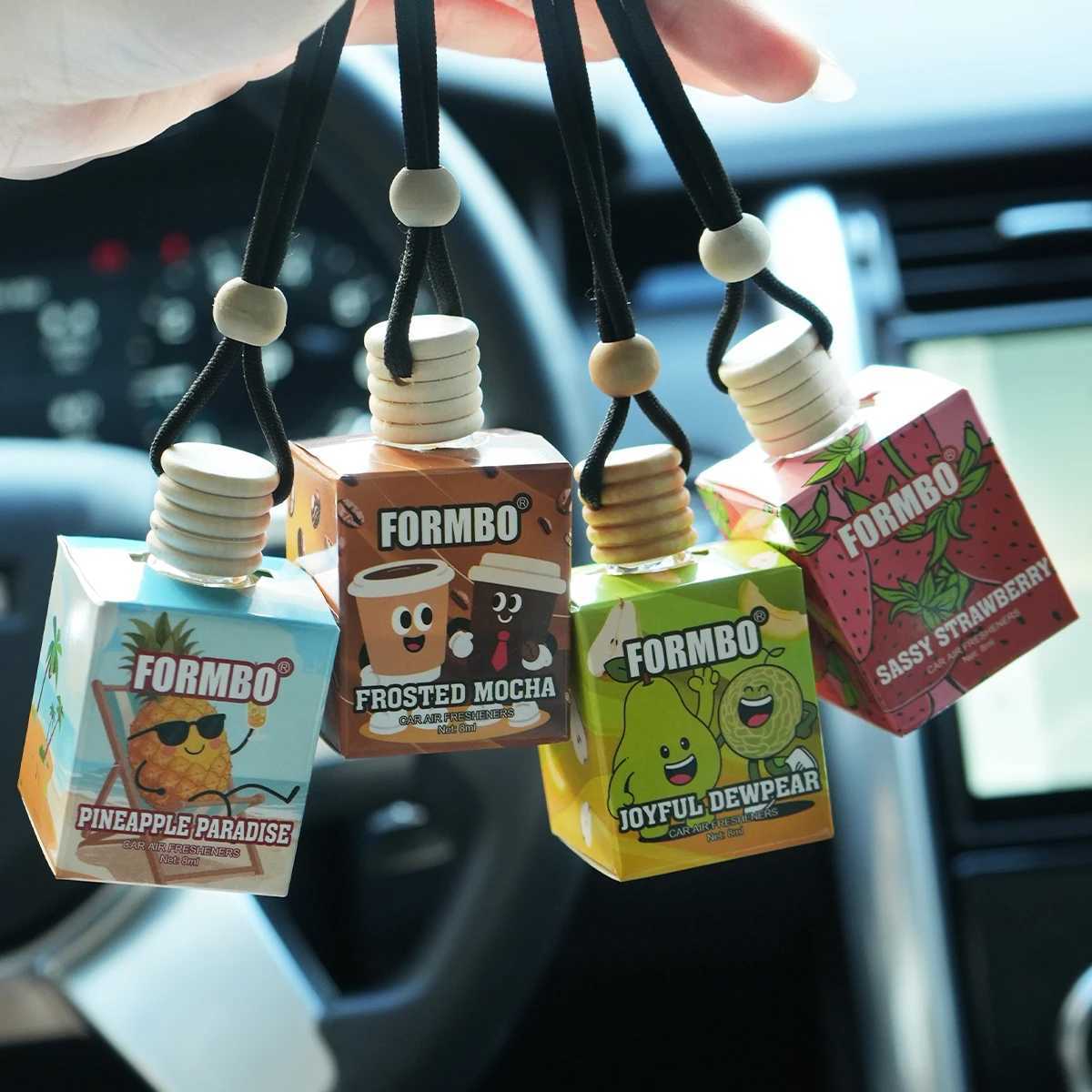 8ml Formbo Perfume Bottle Fruity Aromatherapy Car Freshener Line Aromatherapy Hanging Clip Air Freshening Odor Removal Function H260326