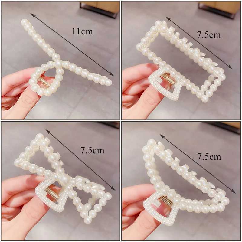 Pearl Claw Clips Crab Geometric Hairpins For Women Girl Korean Bow Hollow Hair Accessories Bath Clip Headwear Barrettes H260326