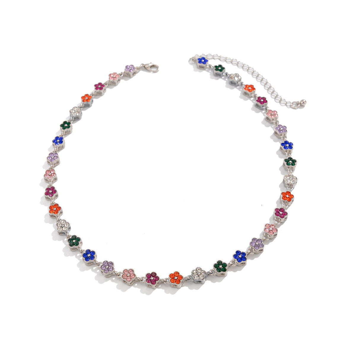 Men's Colorful Floral Necklaces Hip-Hop-Style Luxury Collar Chains Minimalist Niche Bracelets Trendy Men's Accessories