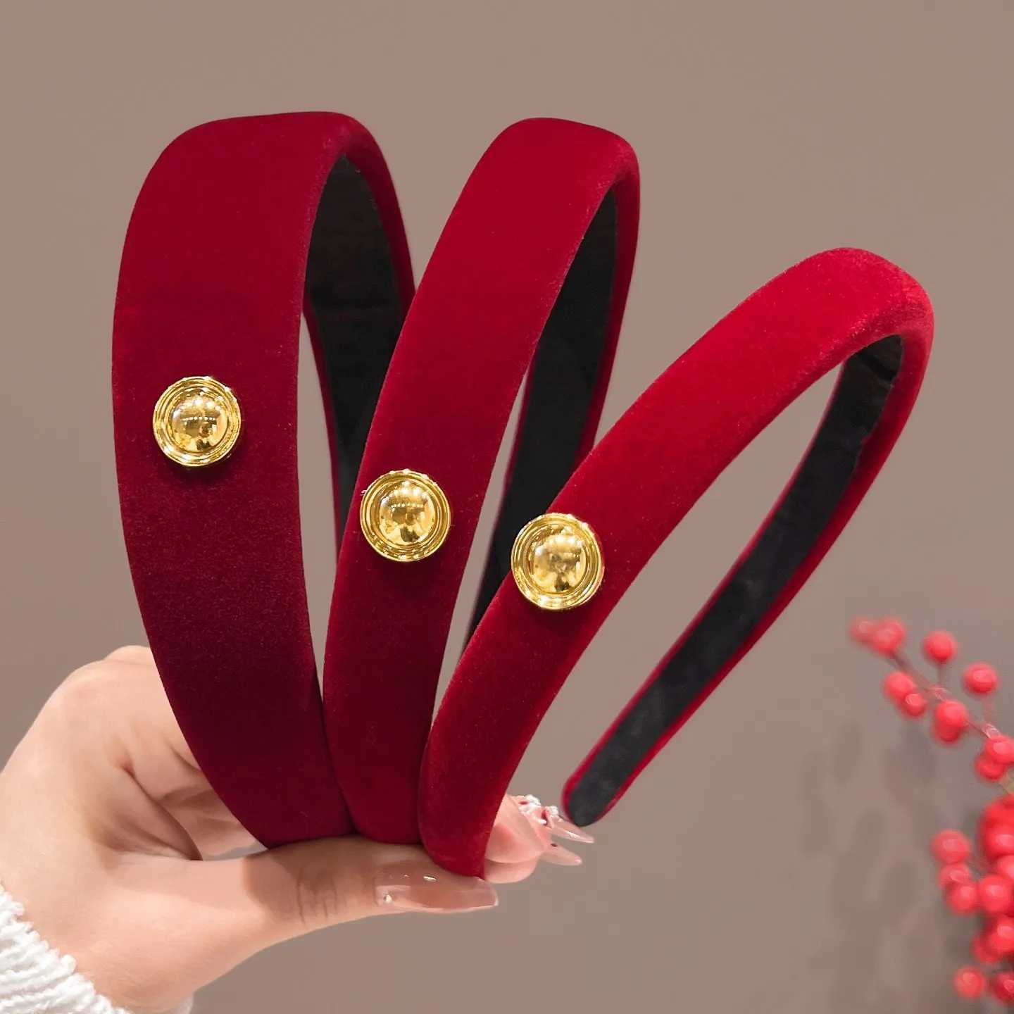 Festive Party Red Velvet Hairbands Headband Women Girls Scrunchies Hair Head Hoop Bands Accessories Headdress Headwear Ornament D260326