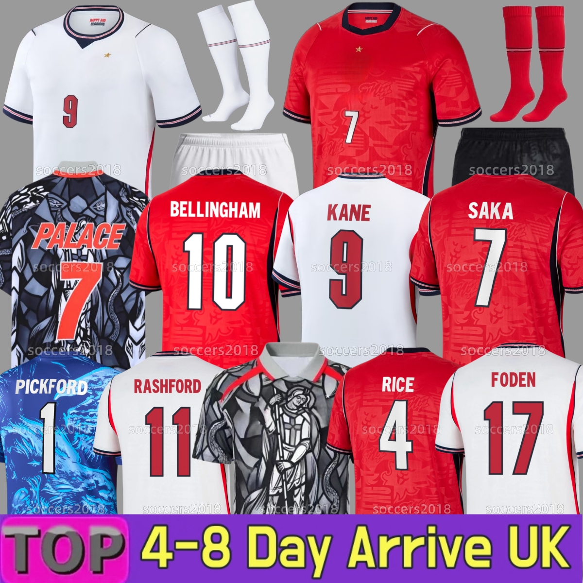 england kit 26 27 Soccer Jersey world cup 2026 KANE SAKA BELLINGHAM RICE Palace PALACE ROGERS RICE PICKFORD FODEN GORDON PALMER RASHFORD Home Away Football Shirt kids