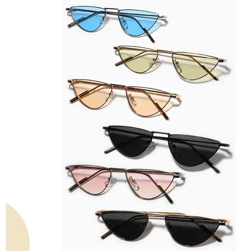 New Triangle Cat Eye Sunglasses Vintage Alloy Sun Glasses Women Unique Elegant black gold Shades Oculos Feminino 2024 Summer D260326