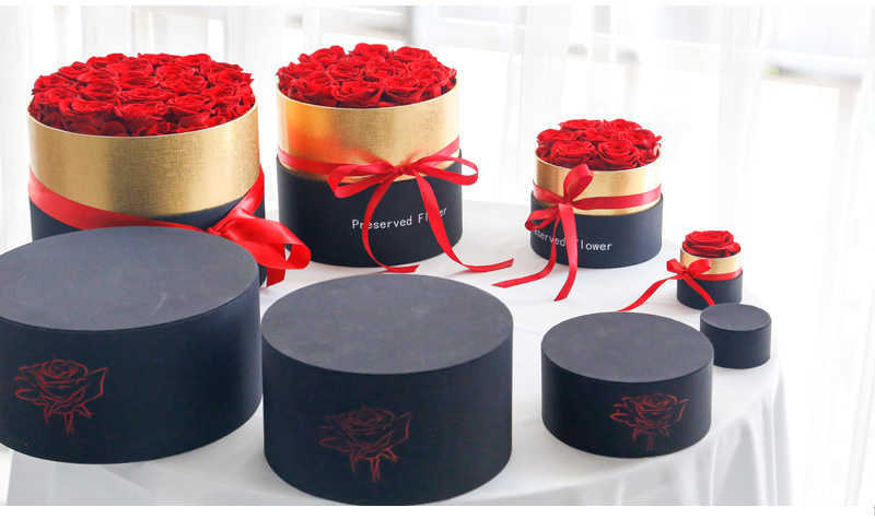 Romantic level Eternal rose box gift wifes real rose preserved flower gift set home decoration Valentines Day wedding durable X241225