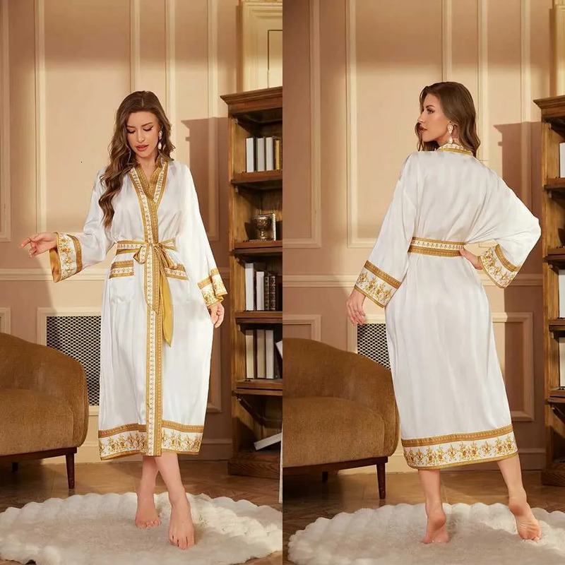 Multi Colors Sleeved Robe Pajama Womens Spring and Autumn Long Style Fashionable Printing Bathrobe