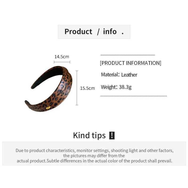 Luxury Leopard Print Leather Headbands for Women Vintage Wide Bump High Skull Top Hair Hoop Autumn Winter Headwear Party Decor M D260326