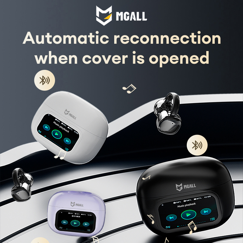 MGALL HY-C02 LED Power Display Earphones Wireless Bluetooth Headphones Mic Noise Cancellation Stereo Sound Earphones