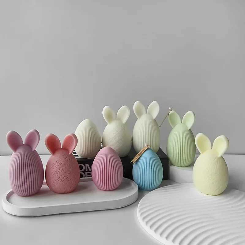 Easter Egg Silicone Mold Bunny Egg Shape Candle Plaster Ornament Mold Decoration Candle Making Supplies H260326