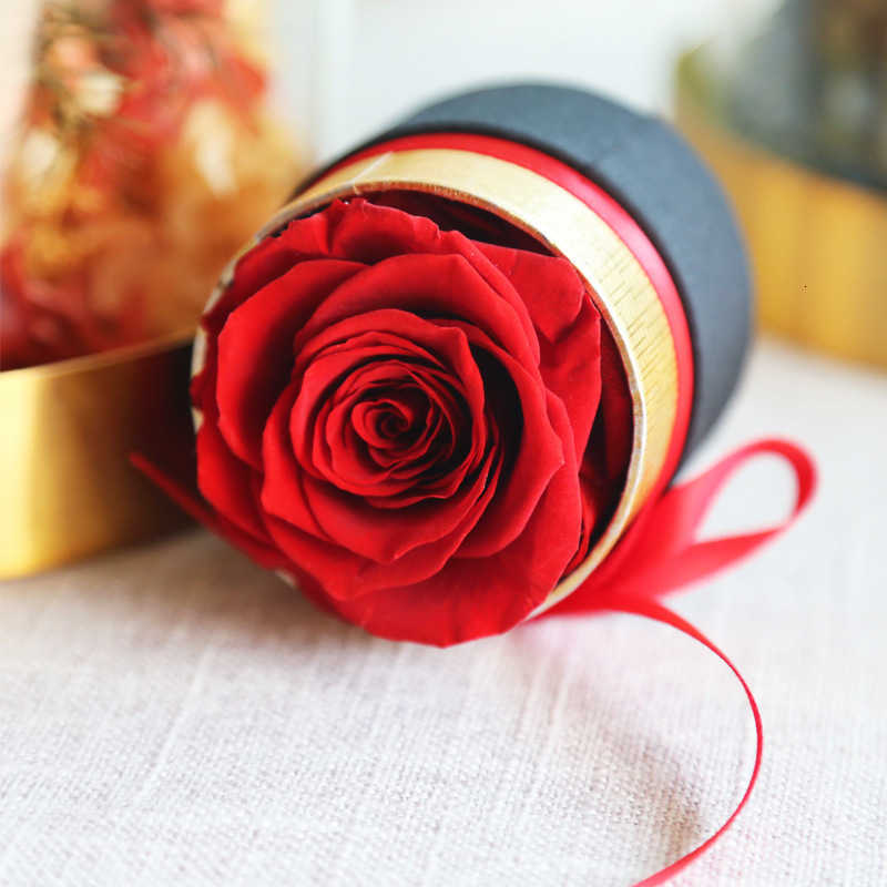 Romantic level Eternal rose box gift wifes real rose preserved flower gift set home decoration Valentines Day wedding durable X241225