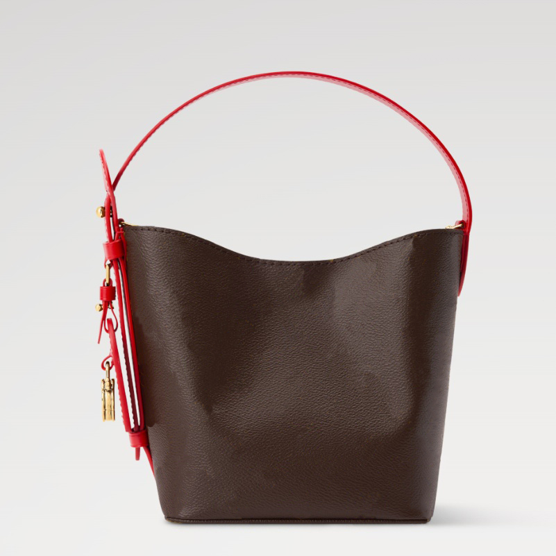 Fashion Bucket Bag Women Drawstring Classic Printed Logo with Metal Lock Adjustable Shoulder Strap Design Outdoor Handbag
