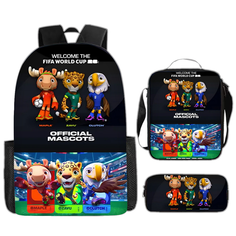 2026 World Cup new mascot cartoon backpack fashionable pencil case casual trend backpack for students