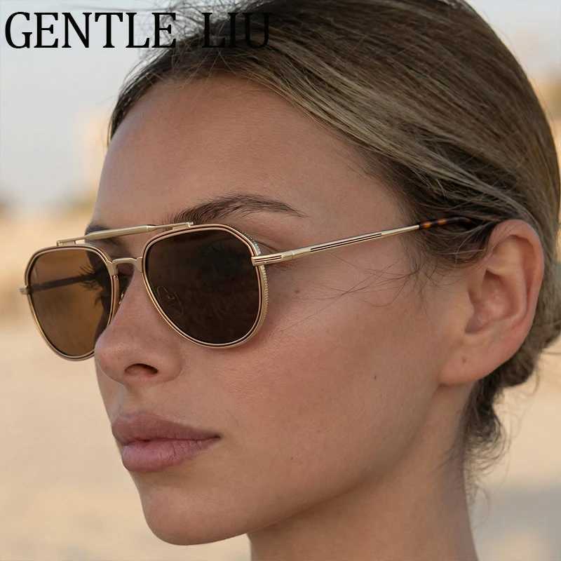 Oversized Oval Sunglasses Women 2026 Luxury Brand Vintage Steampunk Pilot Double Bridge Sun Glasses For Ladies Outdoor Eyewear D260326