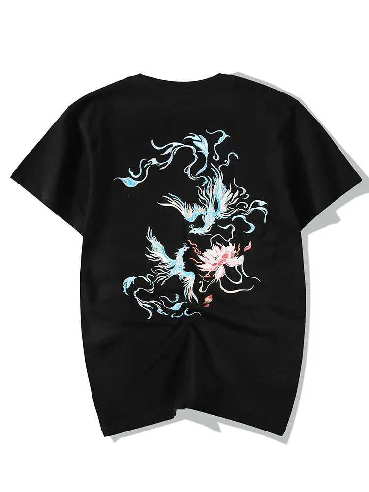 Summer Chinese T Shirt Men Phoenix Embroidery T Shirt Men Vintage Fashion Harajuku Tees Shirt Short Sleeve Loose Streetwear Male C260326