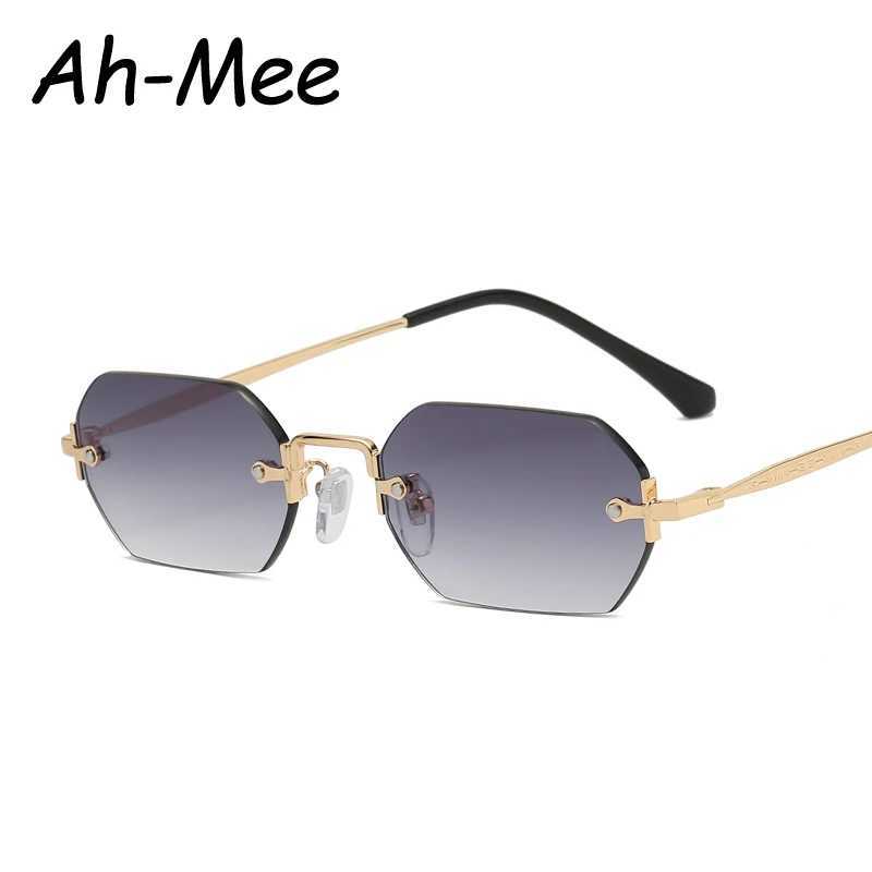 Small Square Rimless Sunglasses Women Retro Polygon Grey Gradient Sun Glasses Vintage Lady Summer Style Female Eyewear UV400 D260326