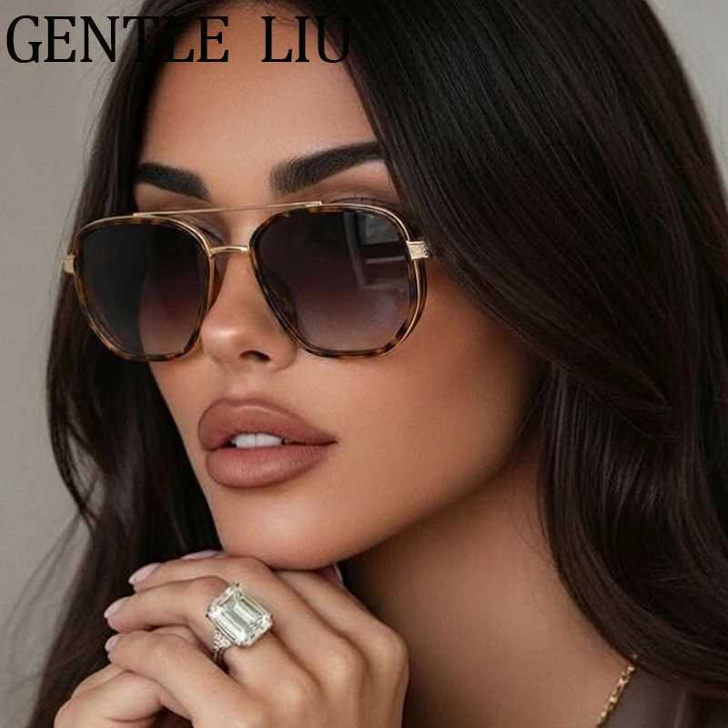 Polarized Square Sunglasses Women 2026 Luxury Brand Vintage Punk Change Color Double Bridge Metal Sun Glasses For Ladies Eyewear D260326