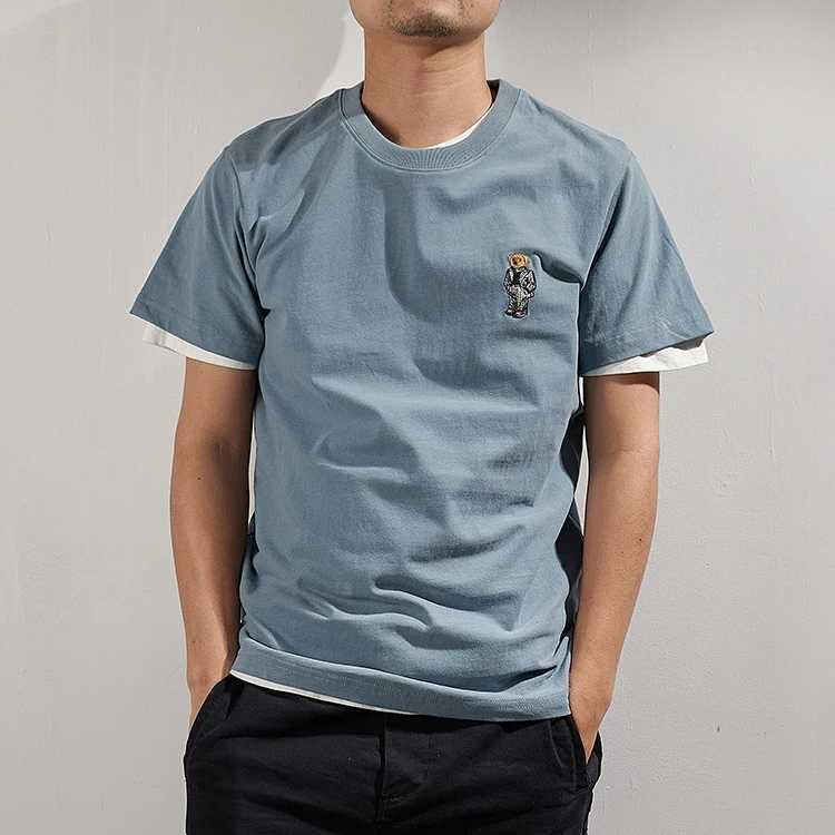 Summer New Japanese Retro Short Sleeve Embroidery T-shirt Mens Fashion Simple Washed Old Brushed Fabric Pure Cotton Causal Tops C260326