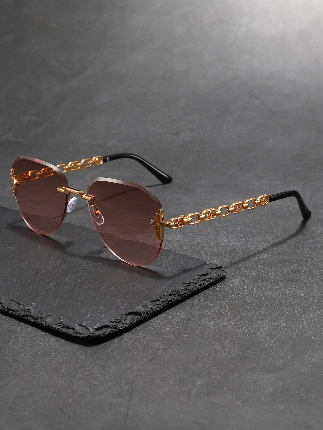 Luxury Brand Designer Sunglasses L-Brand Fashion Sunglasses With Hollow Metal Legs For Women, European And American Trend, Rimless, Celebrity Runway S