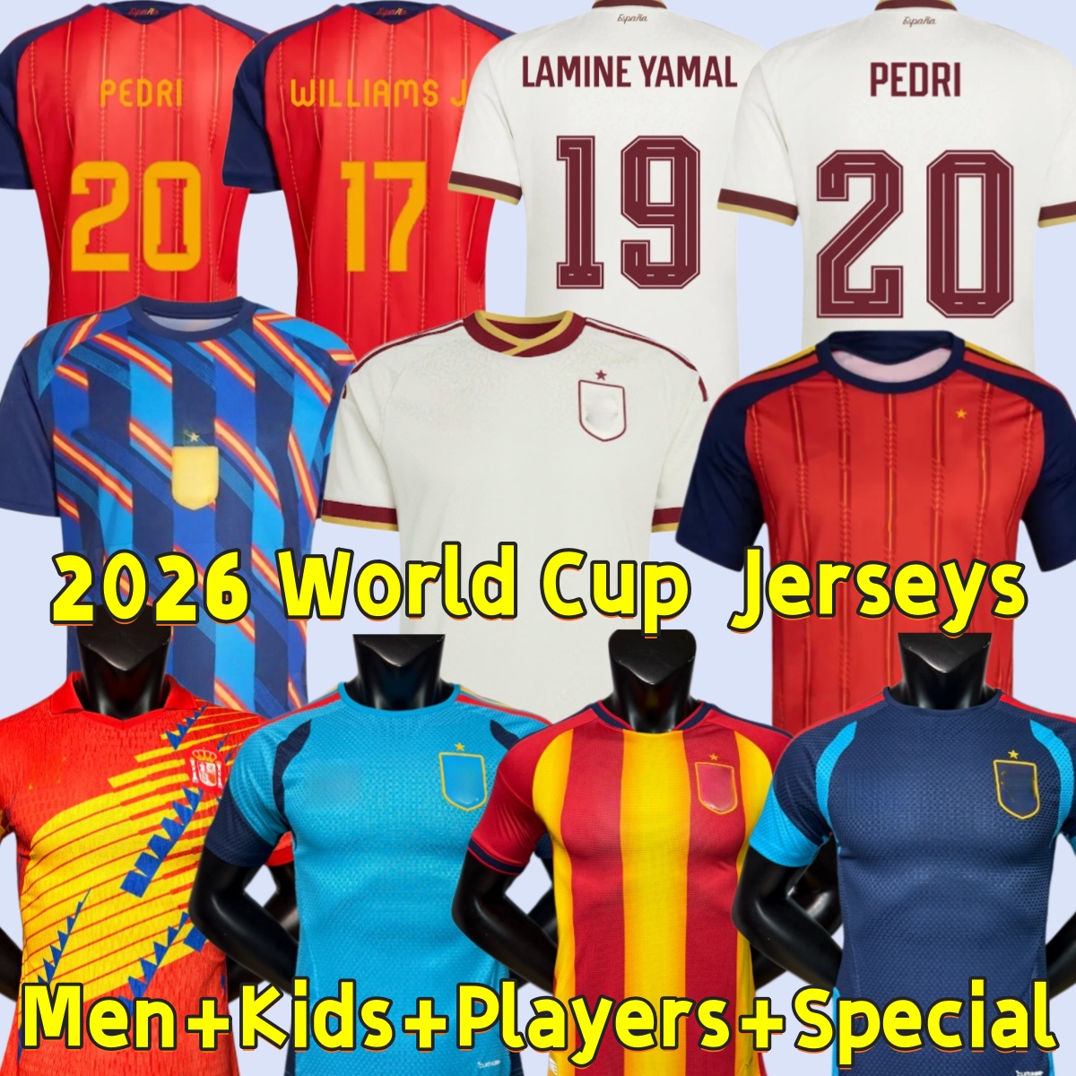 LAMINE YAMAL 26 27 World Cup SPAIN Soccer Jerseys PEDRI GAVI MORATA Carvajal OLMO FERRAN RODRIGO Jersey 2026 SPANISH Men Kid Kit Football Shirt Fan Player