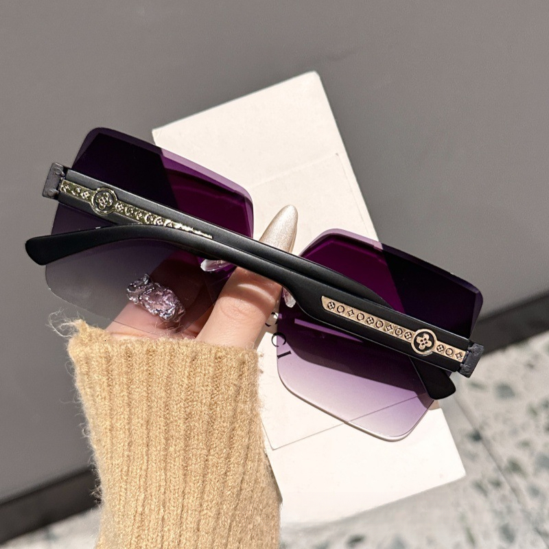 Luxury Brand Designer Sunglasses 2026 New Model Sunglasses With Connected Leg Design, Rimless Cut-edge, Oversized Lenses, Light Luxury High-end Style,