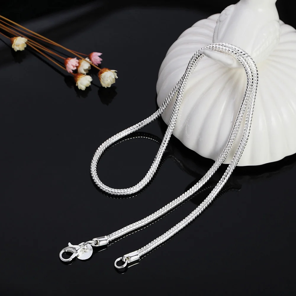 4075cm 925 Sterling Silver 1MM2MMM solid Snake Chain Necklace For Men Women Fashion Jewelry for pendant 260325