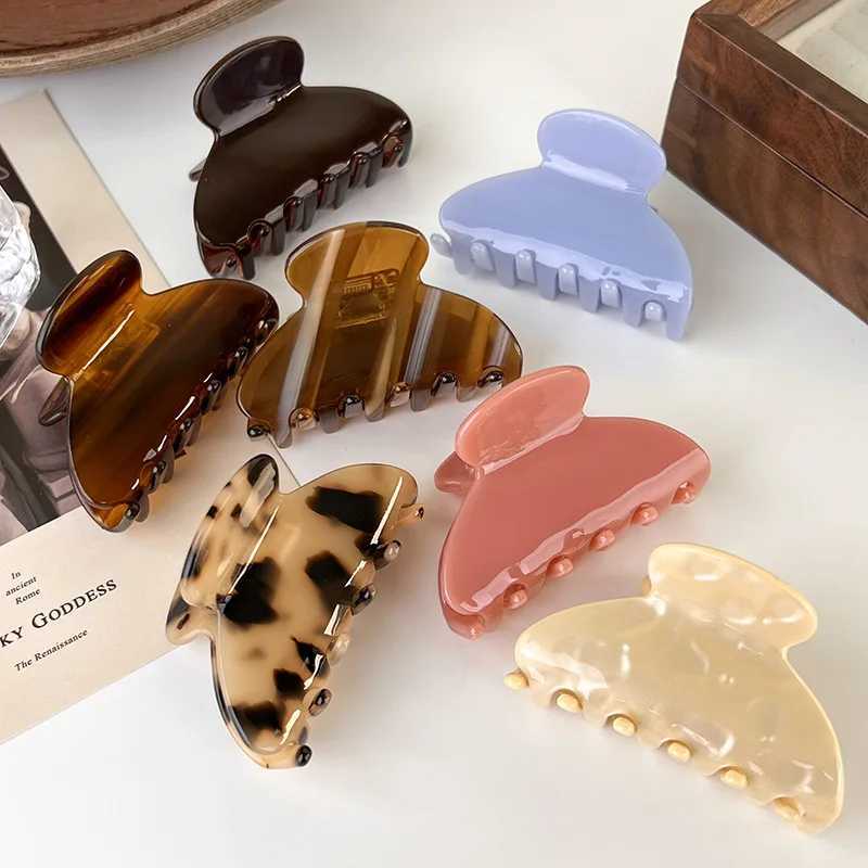 Fashion Acetate Leopard Print Hair Claws Geometric Crab Shape Clamp Styling Hair Clips for Women Girls Solid Hairpins Headdress H260326