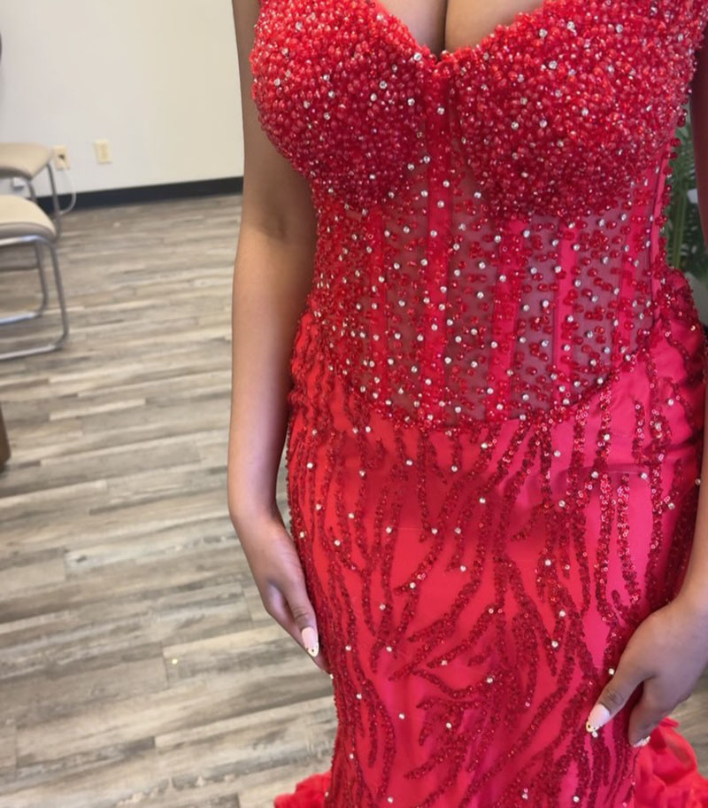 Elegant Red Prom Dresses 2026 With Ruffles Black Girls Mermaid Birthday Party Outfit Sequin Evening Dress Homecoming