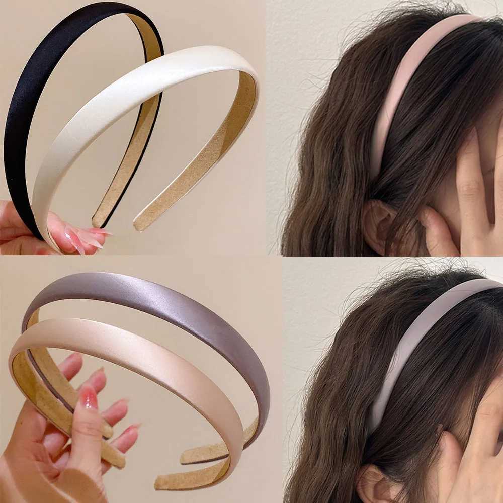 2pc 15cm Wide Retro Premium Satin Solid Hairbands Headbands for Women Girl Vintage for Party Gift Korean Hair Bands Accessories D260326
