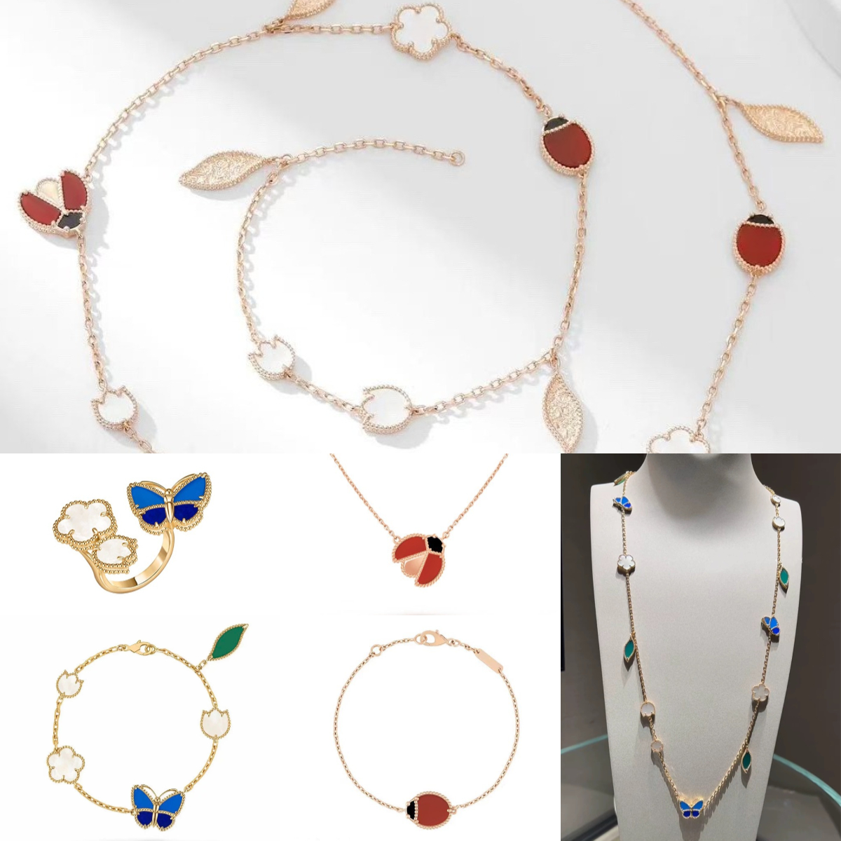 designer ring blue butterfly bracelet clover necklace luxury earrings new style jewelry ladybug bracelets jewelry woman designer gold designer necklace gifts