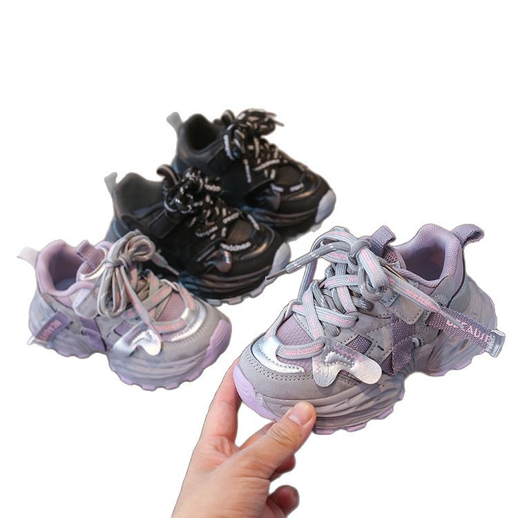 Boys Girls Kids Chunky Sneakers Fashion Platform Trainers Non-Slip soft sole wear-resistant Lightweight Casual Walking Shoes for Toddler Little Kid Fr